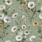 Papel de parede floral Livebor Daisy verde em vinil 43 x 300 cm