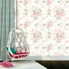Papel de Parede Floral Mariah com Rosas e Borboletas