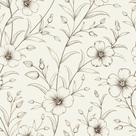 Papel De Parede Floral Minimalista Marrom E Bege -2,50 x 0,50m
