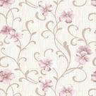 Papel De Parede Floral Rosa Com Fundo Claro - 1,50x0,50m Papel De Parede Floral Rosa Com Fundo Claro - 1,50x0,50m