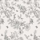Papel de Parede Froluya Preto e Branco Creme Floral 0,45m²