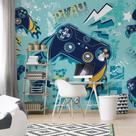 Papel de Parede Gamer Painel Video Game Controles cobre 9m²