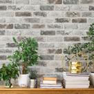 Papel de parede Guvana Brick Grey/Brown 3D 17.3x1000cm Autoadesivo