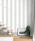 Papel de parede Guvana listrado cinza e branco 45cm x 5m
