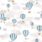 Papel de Parede Ifantil Sonhos Bobinex 4246 - Balão, Nuvens, Céu Azul e Cinza Vinílico Rolo de 10m