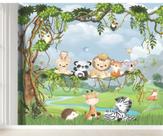 Papel de Parede Infantil Autocolante Selva Safari Para Decorar Quarto de Bebê e Criança