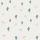 Papel de Parede Infantil Cactos Branco/Azul Fofura Baby FF4011