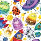 Papel de Parede Infantil ETs e Naves no Espaço 2,70x0,57m Papel de Parede Infantil ETs e Naves no Espaço 2,70x0,57m