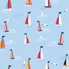 Papel de Parede Infantil Mar e Barcos Fundo Azul 57x270cm