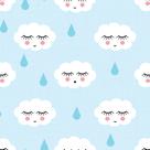 Papel de Parede Infantil Nuvens com Gotinhas Azul 2,70x0,57m