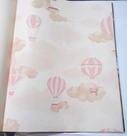 Papel de Parede Infantil Sonhos Bobinex 4247 - Balões, Céu e Nuvens em Rosa e Bege Rolo 10m