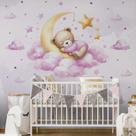 Papel de Parede Infantil Ursinho Quarto de Bebe Menina 6m²