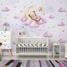 Papel de Parede Infantil Ursinho Quarto de Bebe Menina 9m²