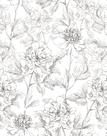 Papel de parede JiffDiff Preto e Branco Floral 44cm x 10m