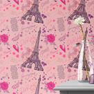 Papel De Parede Lavável Paris Rosa E Pink Romântico Autoadesivo