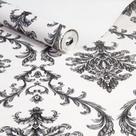 Papel de Parede Magnific Clássico Arabesco Medalhão Preto e Branco Rolo 9,50mx53cm