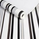 Papel De Parede Magnific Listrado Preto, Cinza, Bege e Branco Vinílico Rolo De 9,50M