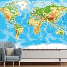 Papel de Parede Mapa Mundi Relevo Planeta Sala Painel - 475pcp