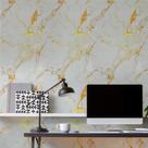 Papel De Parede Mármore Branco Com Dourado 02-60X300Cm - Mix Adesivos