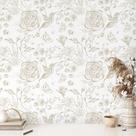 Papel de parede Micpolo Vintage Floral Autoadesivo 4,4m² Bege