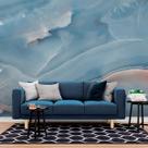 Papel de Parede Painel 3D Mármore Azul Escuro 2,5M viníl Revestimento Pedra Requinte Auto Colante