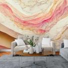 Papel de Parede Painel 3D Mármore Branco Rosa Dourado 3M Revestimento Auto Colante Marmorizado