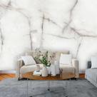 Papel de Parede Painel 3D Mármore Carrara Branco 3M Auto Colante Lavável Revestimento Brilhoso