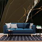 Papel de Parede Painel 3D Mármore Cinza Fio Ouro 2,5M Revestimento Pedra Requinte Auto Colante