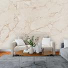 Papel de Parede Painel 3D Mármore Porcelanato Bege 3M Auto Colante Lavável Revestimento Brilhoso