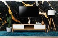 Papel de Parede Painel 3D Mármore Preto Branco Ouro 3,5M Revestimento Auto Colante Brilho Marmorizado Papel de Parede Painel 3D Mármore Preto Branco Ouro 3,5M Revestimento Auto Colante Brilho Marmorizado
