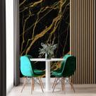Papel de Parede Painel 3D Mármore Preto com Dourado 2M Auto Colante Lavável Revestimento Brilhoso Papel de Parede Painel 3D Mármore Preto com Dourado 2M Auto Colante Lavável Revestimento Brilhoso