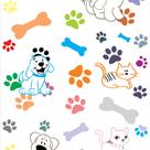 Papel De Parede Petshop Cachorro E Gato Patinhas Coloridas Papel De Parede Petshop Cachorro E Gato Patinhas Coloridas