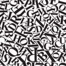Papel de Parede Preto e Branco Letras Types 57x270cm