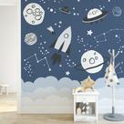 Papel de Parede Quarto Menino Planetas e Naves no Espaço 6m² Papel de Parede Quarto Menino Planetas e Naves no Espaço 6m²