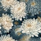 Papel de Parede REDAMANCY Branco Azul Verde Crisântemo Floral