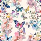 Papel de parede REDAMANCY Rosa/Roxo Fada Borboleta Aquarela