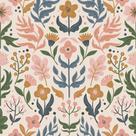 Papel de parede REDAMANCY Vintage Boho Rosa Bege Flores Damasco
