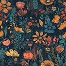 Papel de parede REDAMANCY Vintage Flores silvestres azuis escuras