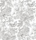 Papel de parede Safiyya Floral Cinza e Branco para Quarto 44x1000cm