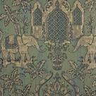 Papel de Parede Sala Lavabo Verde Elefantes Indiano Vinílico Texturizado