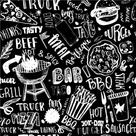 Papel De Parede Temático Comidas Preto E Branco - 3,0x0,5m