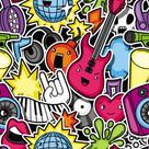 Papel de Parede Temático Musical Elementos Instrumentos 3,3m