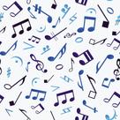 Papel de Parede Temático Notas Musicais em Tons Azuis 1,5m