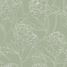 Papel de parede VEELIKE Sage Green Peony Floral 45cmx9m Vinil