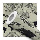 Papel de Parede Vinílico Autoadesivo Lavável Mapa Geográfico Verde Decoração Moderna Quarto Sala de Estar Escritório