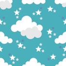 Papel de Parede Vinílico Autoadesivo Lavável Nuvem Céu Estrelas Azul Menino Decoração Quarto Infantil Bebê Maternidade
