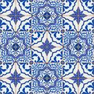 Papel De Parede Vinílico Azulejo Português Azul e Branco Cozinha 1.5m