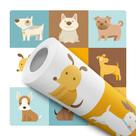 Papel de Parede Vinílico Desenho Cachorros Pet Quarto 12m