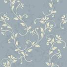 Papel de Parede Vinílico Floral Arabesco Azul E Dourado 1m