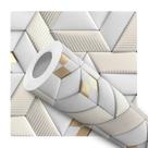Papel De Parede Vinílico Geometrico Dourado Efeito Visual 3D Sala 2.5m